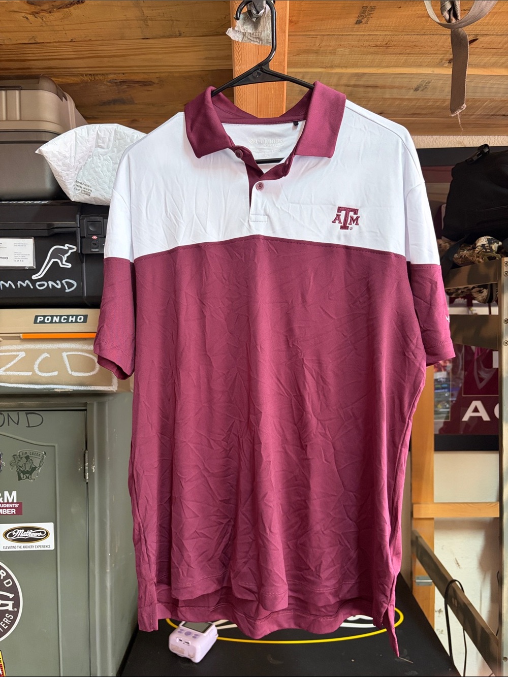 Texas A&M Maroon & White Colorblock Polo Shirt